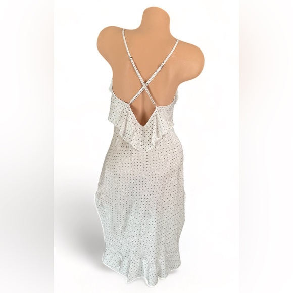 Victoria’s Secret Slip Dress Night Gown Satin Ruffled M Cream Polka Dots - Picture 4 of 9